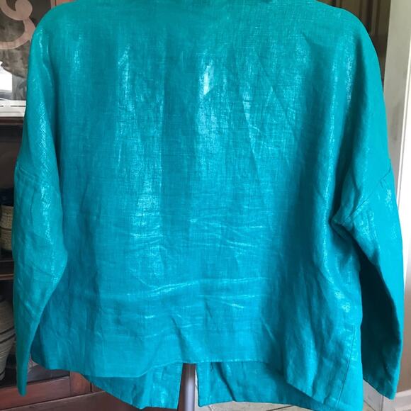 Per se by Carlisle women’s size 8 blue linen jacket top - Picture 4 of 5